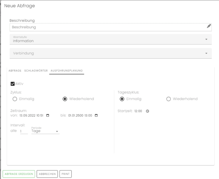 Screenshot aus dem Data Quality Tool von IANEO: Abfragen erstellen